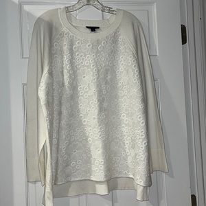 Tommy Hilfiger Flower Crocheted Sweater in White